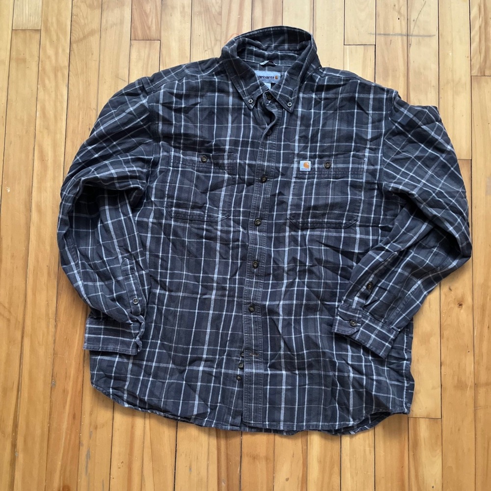 Carhartt Relaxed Fit Flannel Plaid Long Sleeve Button Up Shirt Mens XL